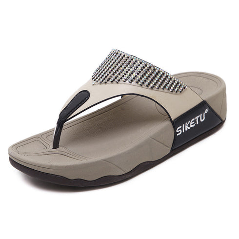 Sandals For Women Women's Sandals And Slippers With Rhinestone Thick Heel - ROUTINE FASHION